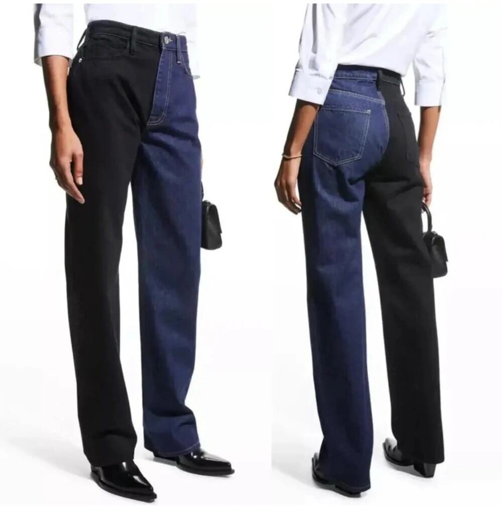 FRAME Le Jane Colour-Block Straight Leg High Rise
Stretch Denim Jeans $360 14